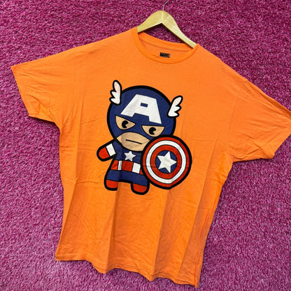 Captain America chibi style T-shirt size 2XL.