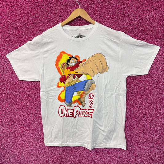 One Piece Luffy D Monke Super Elastic Punch Anime Tee L