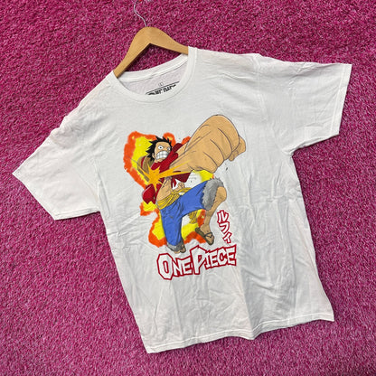 One Piece Luffy D Monke Super Elastic Punch Anime Tee L