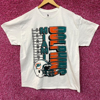 NFL Miami Dolphins Yardage Graphic Design T-shirt Large
