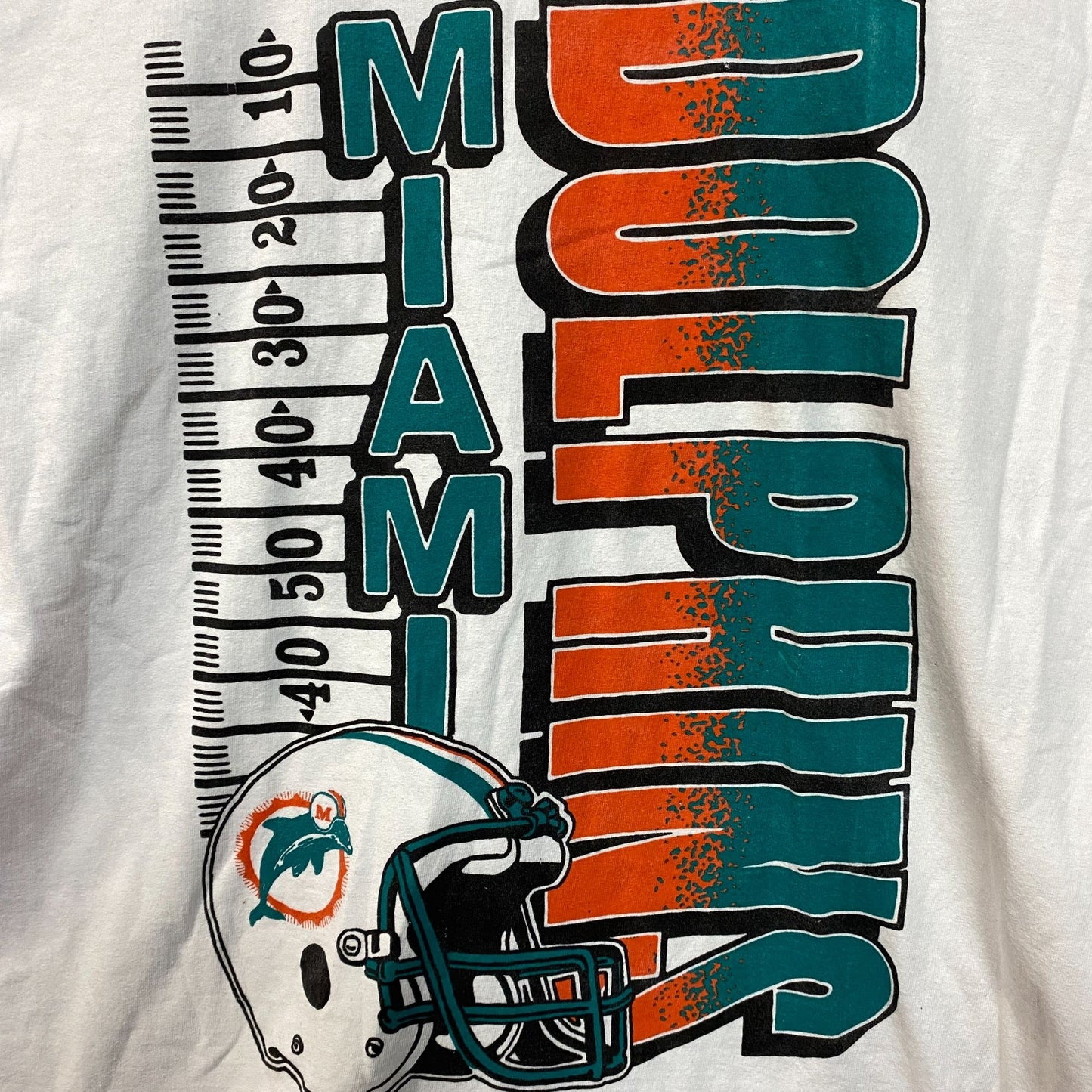 NFL Miami Dolphins Yardage Graphic Design T-shirt Large