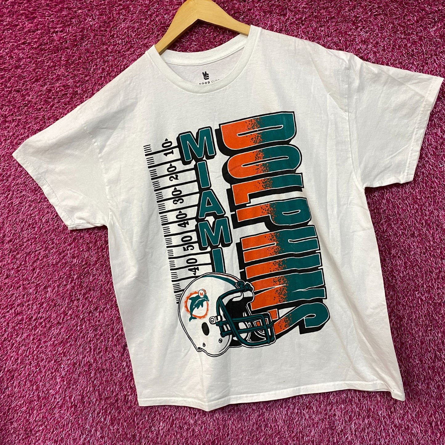 NFL Miami Dolphins Yardage Graphic Design T-shirt Large