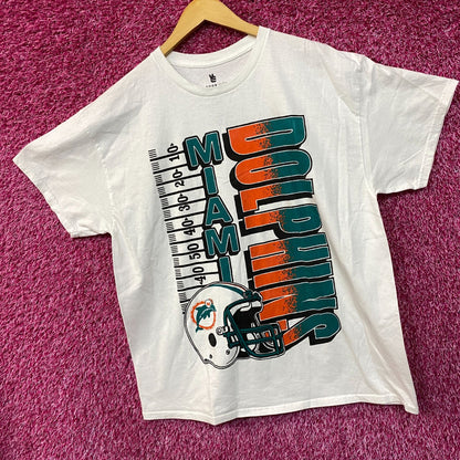 NFL Miami Dolphins Yardage Graphic Design T-shirt Large