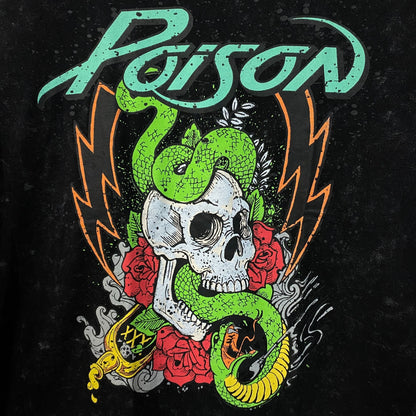 Poison Snakes and Skulls Mineral Wash Rock Band T-Shirt XL