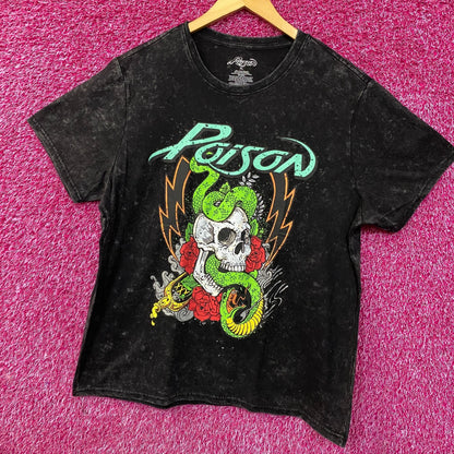 Poison Snakes and Skulls Mineral Wash Rock Band T-Shirt XL