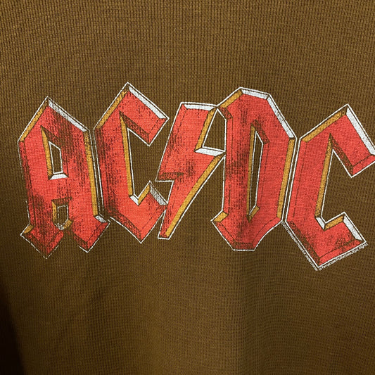 Junk Food Clothing AC/DC Back in Black Tour Waffle Knit Pullover Long Sleeve T-Shirt Medium
