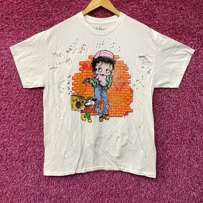 Betty Boop Hip Hop Theme Distressed T-Shirt Medium