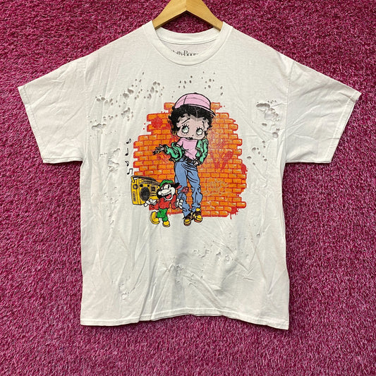 Betty Boop Hip Hop Theme Distressed T-Shirt Medium