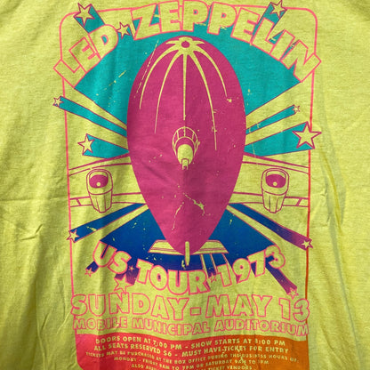 Led Zeppelin US Tour 1973 Rock Band Yellow T-Shirt Medium