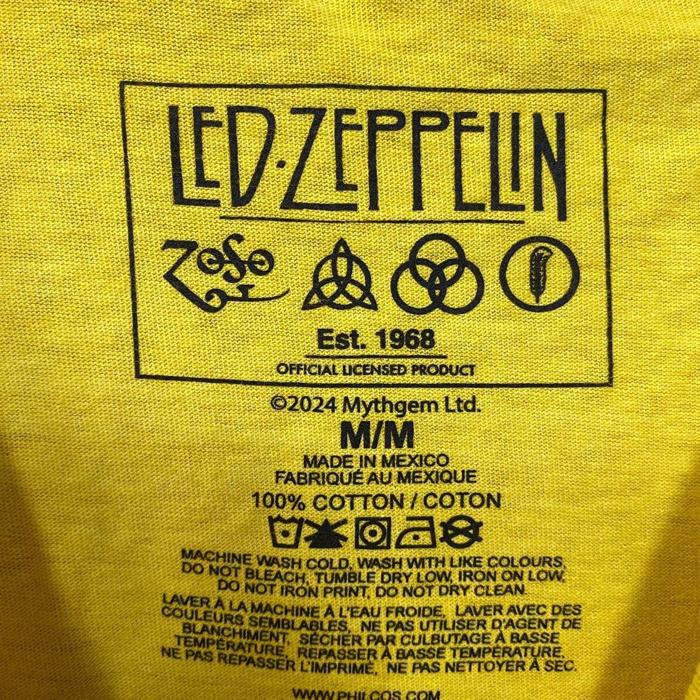 Led Zeppelin US Tour 1973 Rock Band Yellow T-Shirt Medium