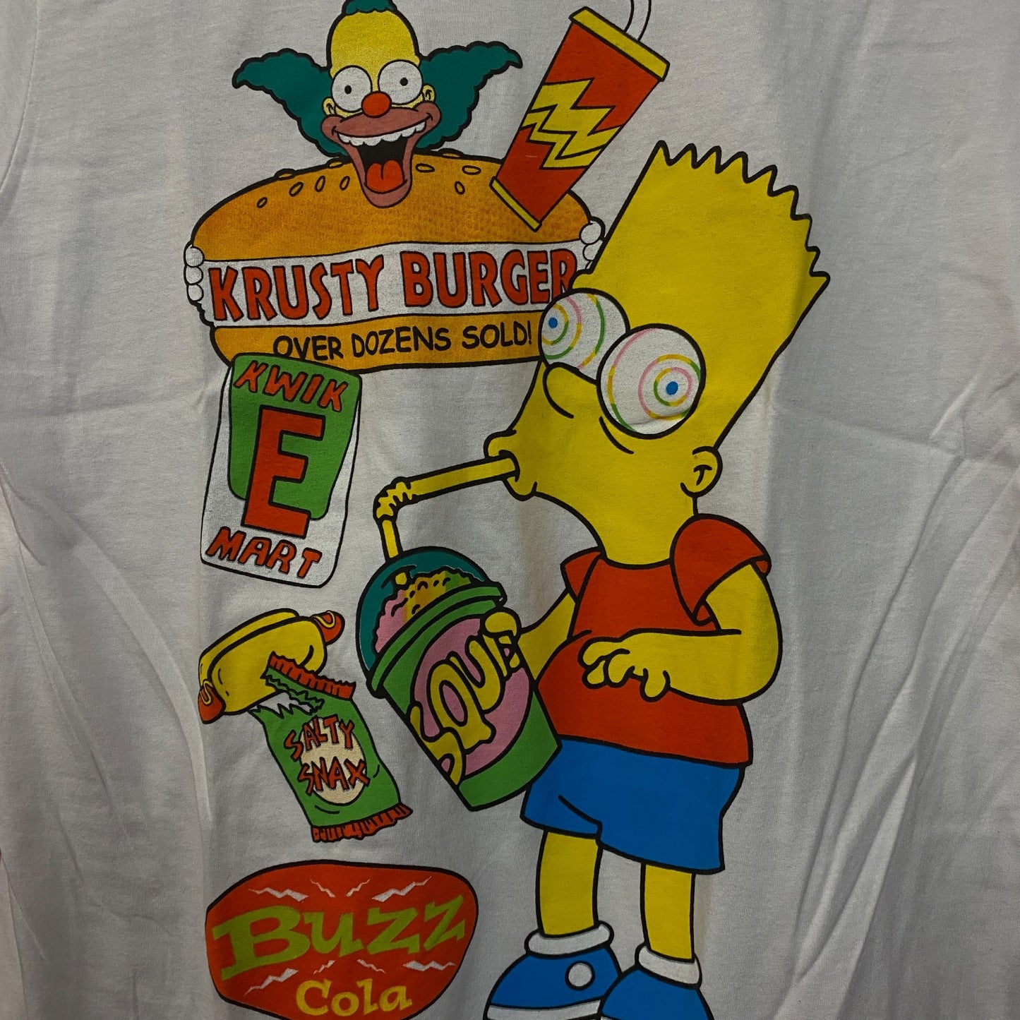 The Simpsons Bart Simpson Buzz Cola Krusty Burger Graphic T-Shirt Medium