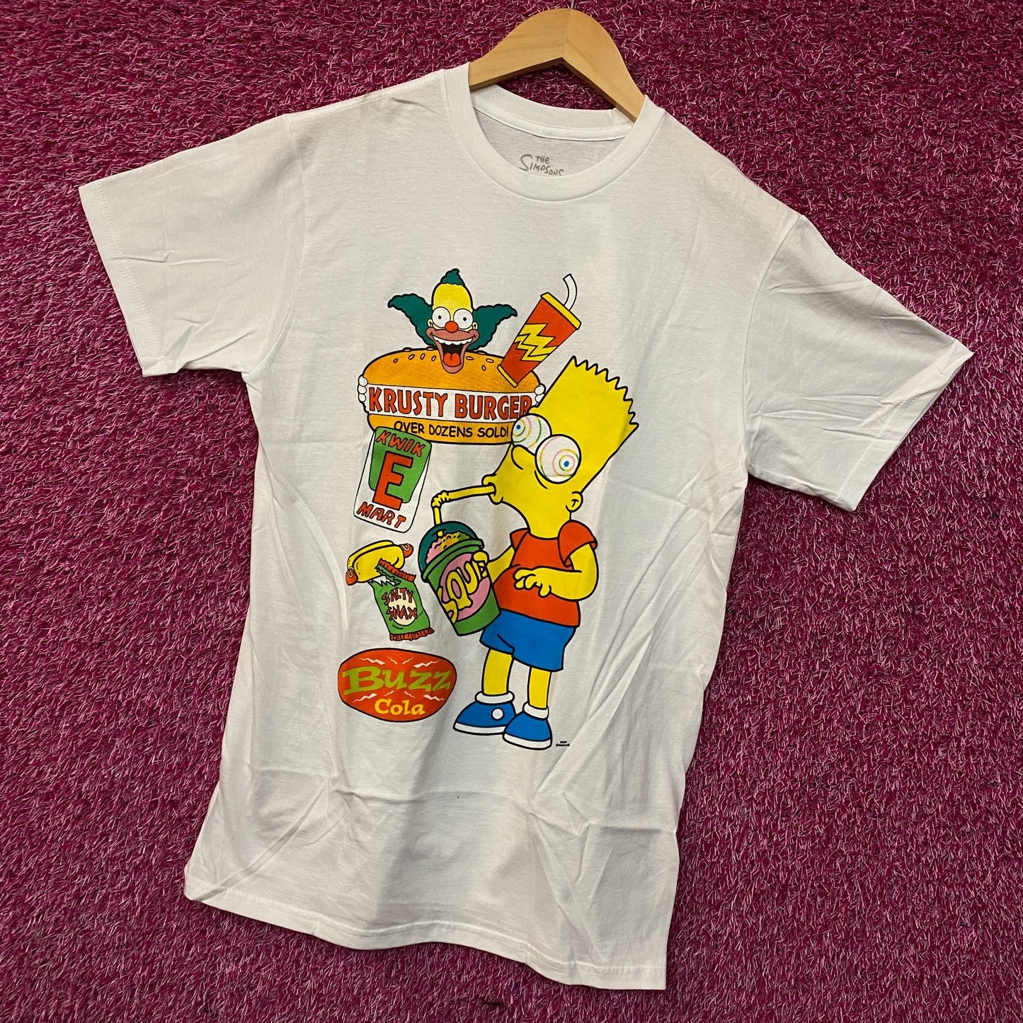 The Simpsons Bart Simpson Buzz Cola Krusty Burger Graphic T-Shirt Medium