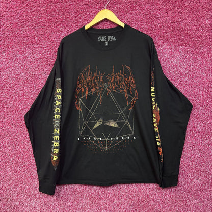 Space Zebra Music Saves Us Long Sleeve black T-Shirt XL