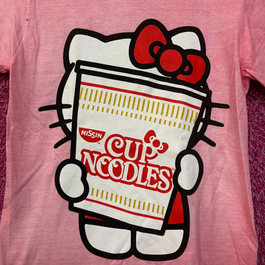 Sanrio Hello Kitty x Nissin Cup Noodles Pink T-Shirt Extra Small