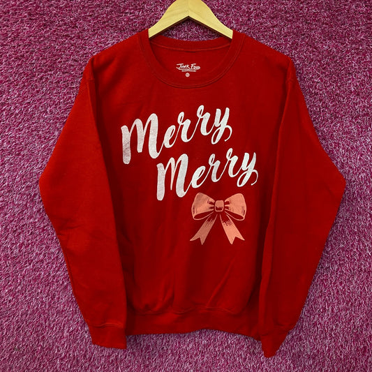 Junk Food Merry Merry Graphic Fleece Sweatshirt XS