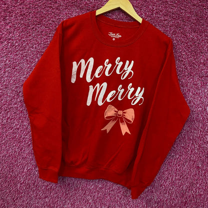 Junk Food Merry Merry Graphic Fleece Sweatshirt XS